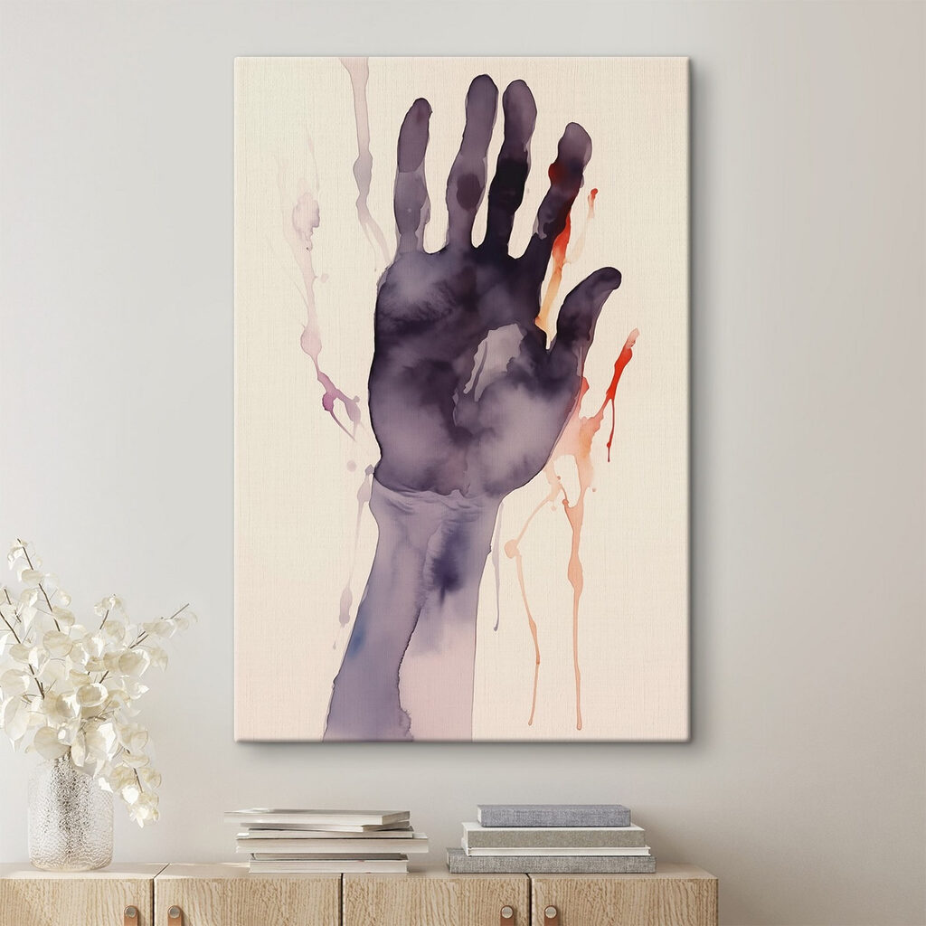 Hand with paint splatters
