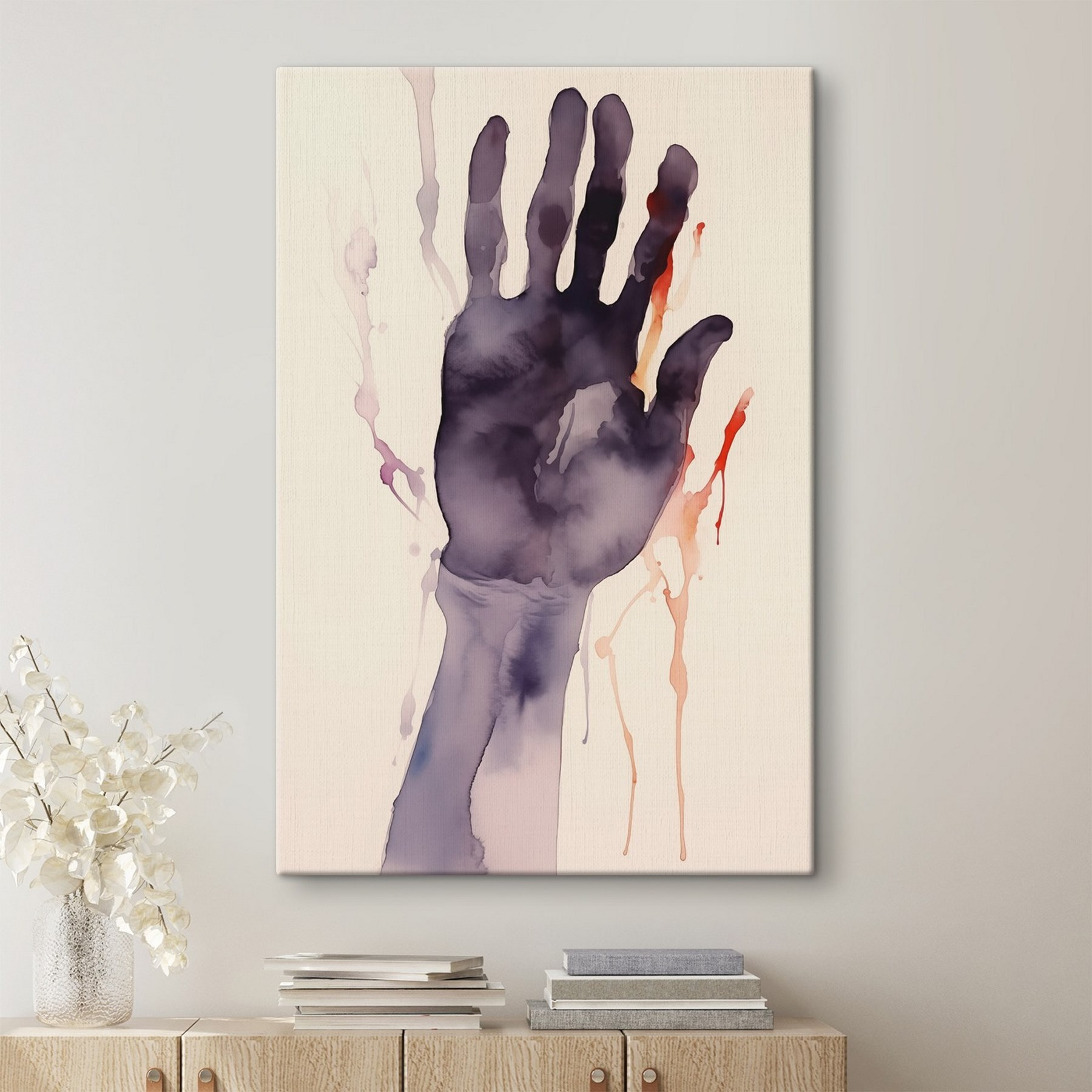 Hand with paint splatters