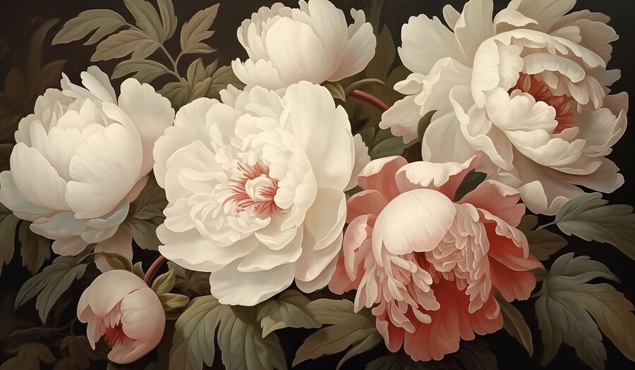 Fotomurales Grupo de flores blancas y rosas - Imagen 4