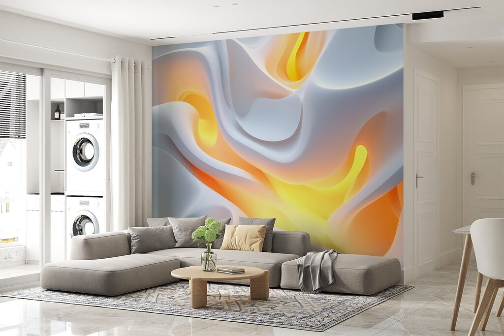 White and orange wavy surface