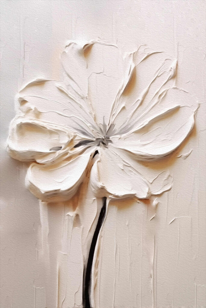 White flower carved into a white surface White flower carved into a white surface