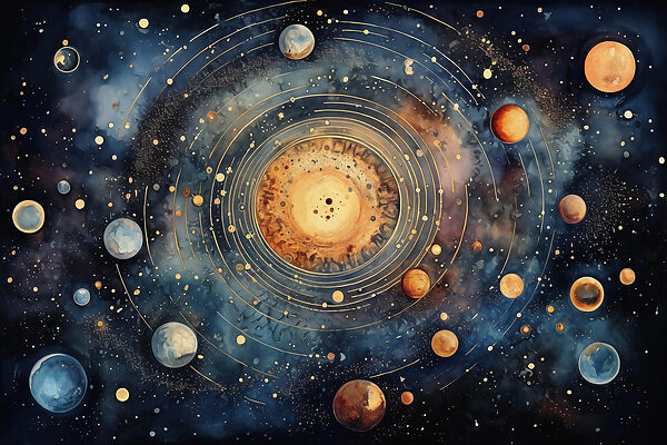 Painting of planets in space Painting of planets in space