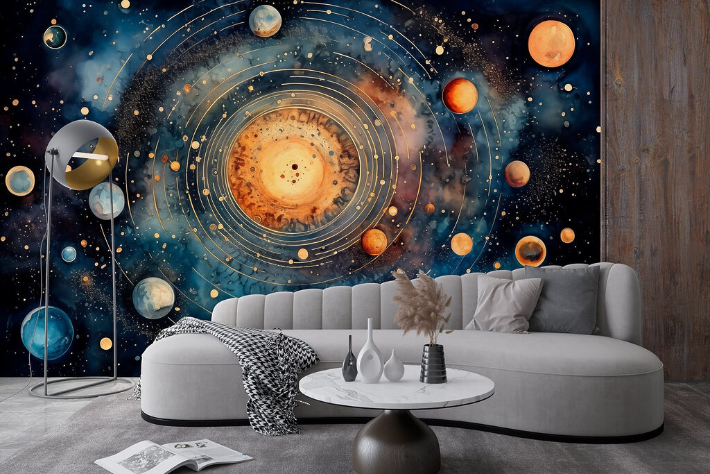 Painting of planets in space Painting of planets in space