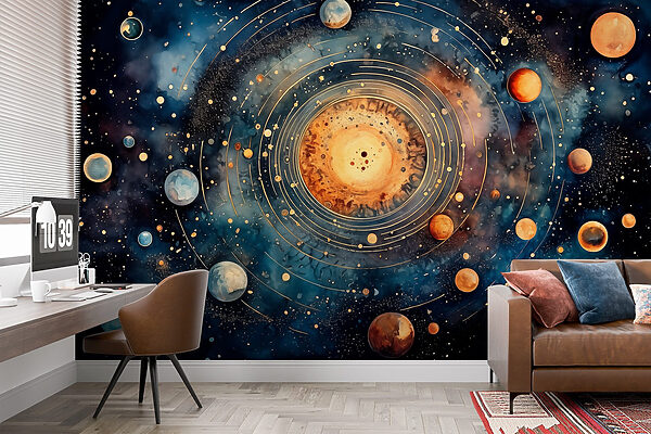 Painting of planets in space Painting of planets in space