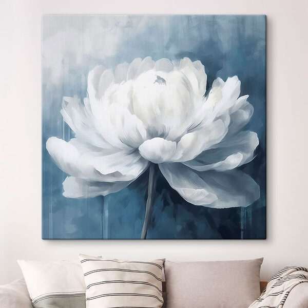 White flower on a blue background