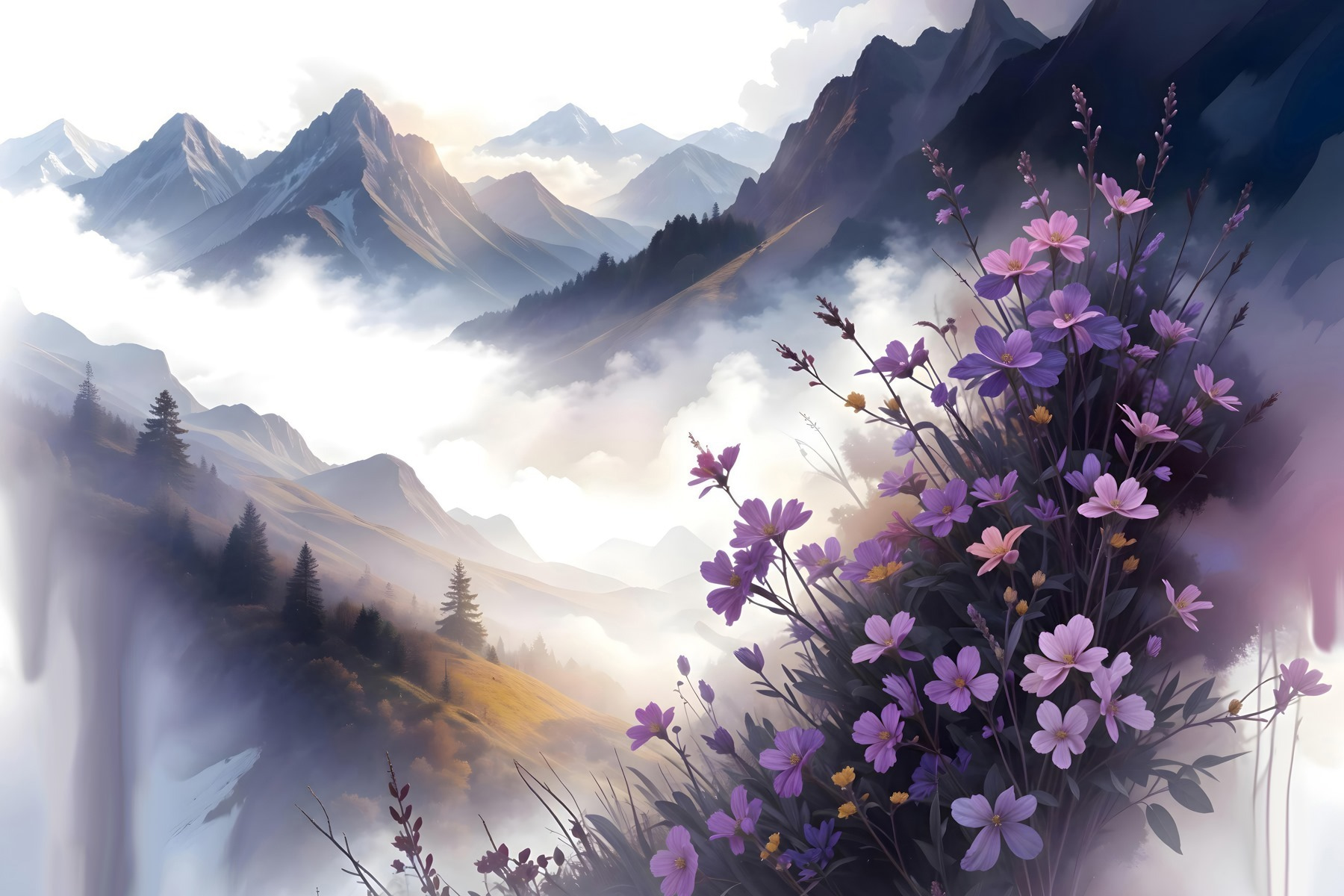 Purple flowers on a mountain Purple flowers on a mountain