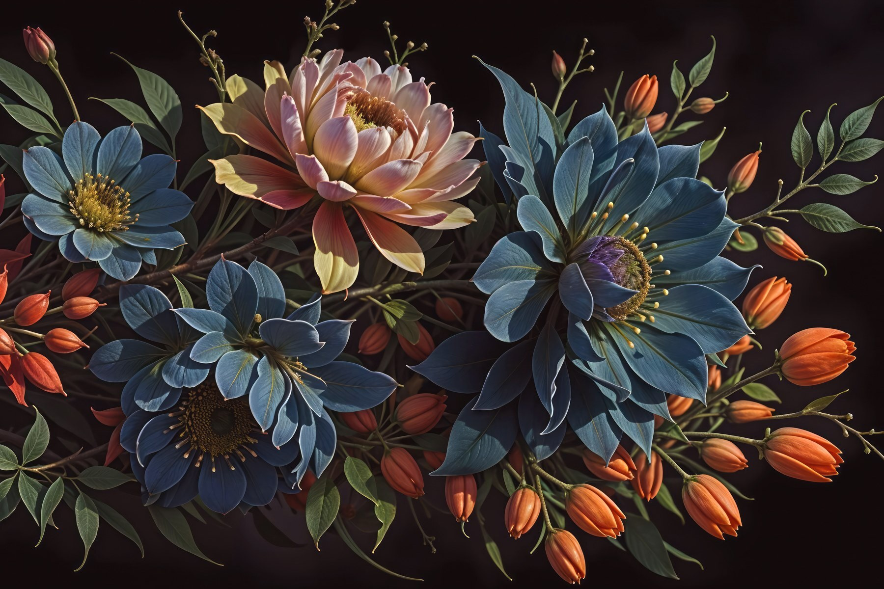 Group of flowers with orange buds