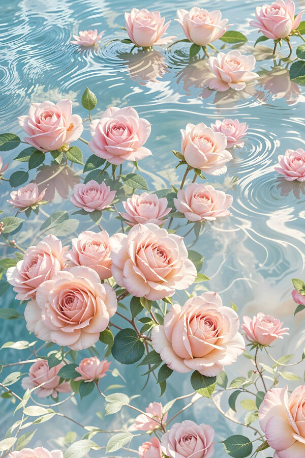 Pink flowers floating in water Pink flowers floating in water