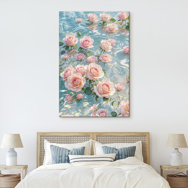 Pink flowers floating in water Pink flowers floating in water