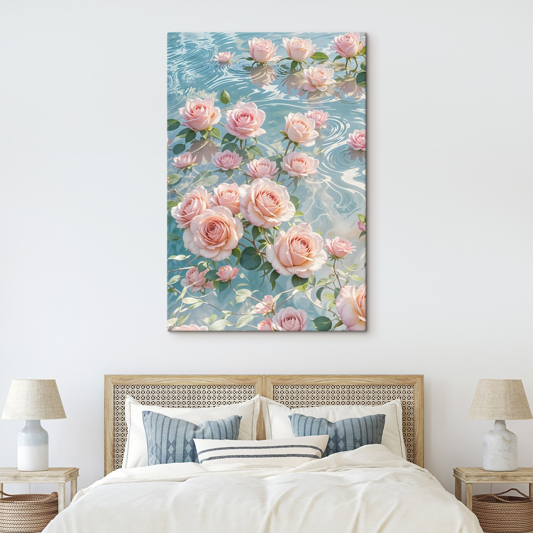 Pink flowers floating in water Pink flowers floating in water