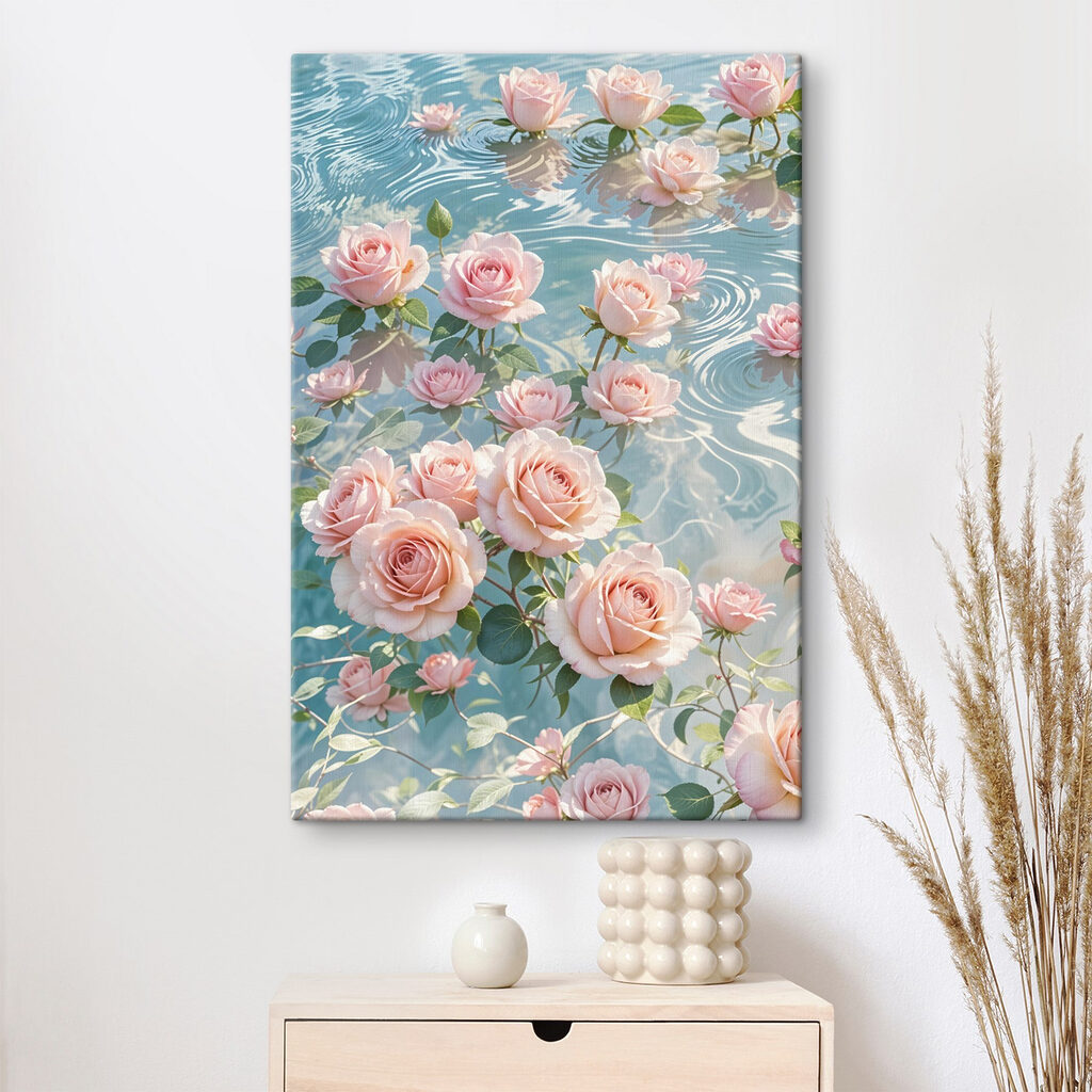 Pink flowers floating in water Pink flowers floating in water