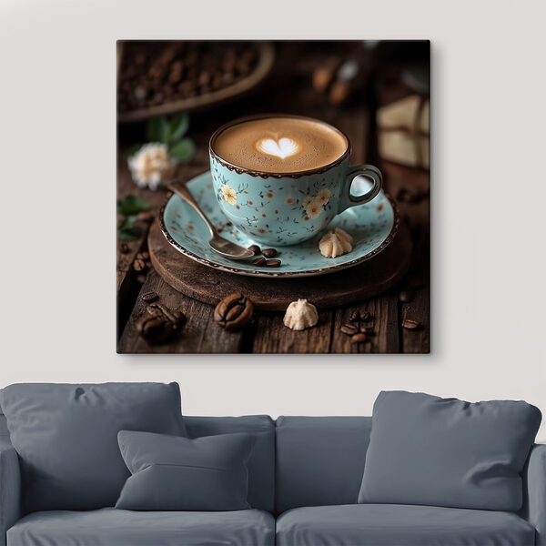Taza de café con una espuma en forma de corazón Cuadros Taza de café con una espuma en forma de corazón
