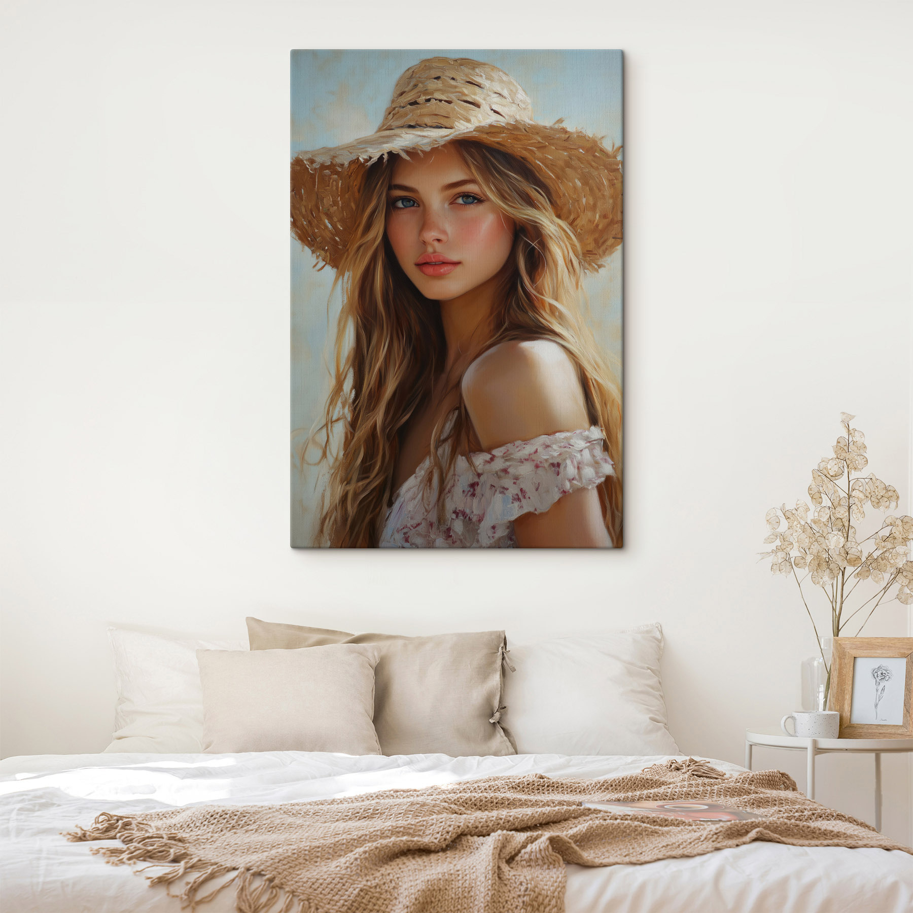 Woman wearing a straw hat