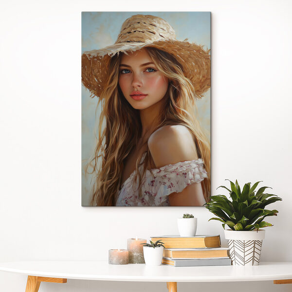 Woman wearing a straw hat