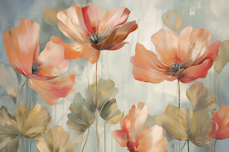 Pintura de flores en una pared