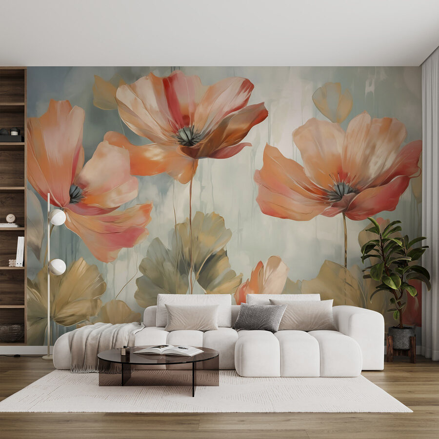 Pintura de flores en una pared