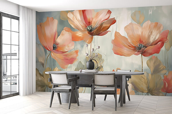 Pintura de flores en una pared Pintura de flores en una pared