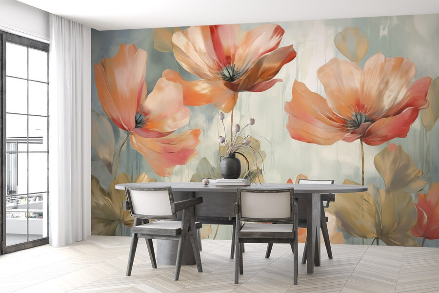 Pintura de flores en una pared