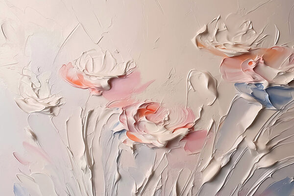 Pintura de flores con pintura blanca y rosa Pintura de flores con pintura blanca y rosa