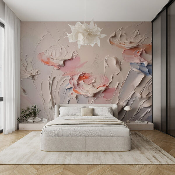Pintura de flores con pintura blanca y rosa Pintura de flores con pintura blanca y rosa