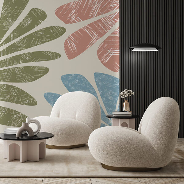Motivos de hojas inspirados en la naturaleza en tonos pastel Motivos de hojas inspirados en la naturaleza en tonos pastel