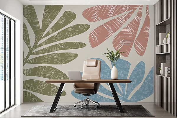 Motivos de hojas inspirados en la naturaleza en tonos pastel Motivos de hojas inspirados en la naturaleza en tonos pastel