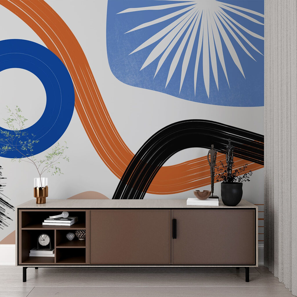 Colorful art piece with lines and circles