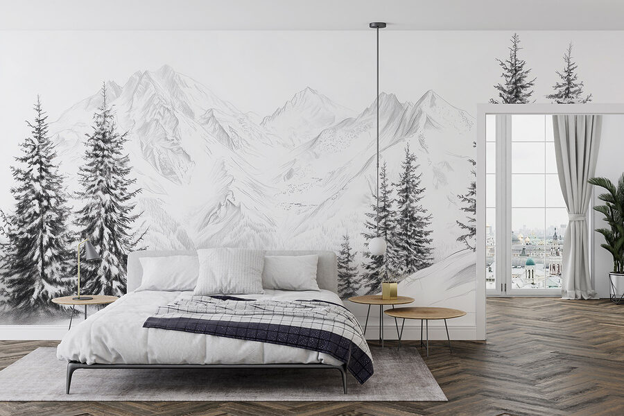 Dibujo de una cordillera nevada