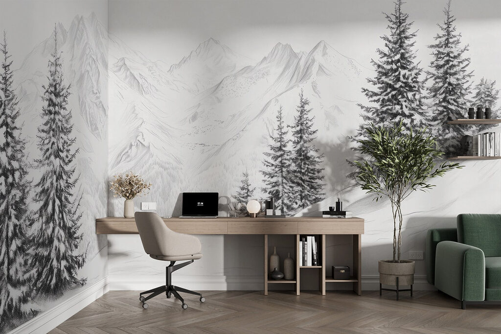 Drawing of a snowy mountain range Drawing of a snowy mountain range