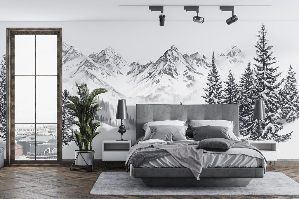Drawing of a snowy mountain range Drawing of a snowy mountain range