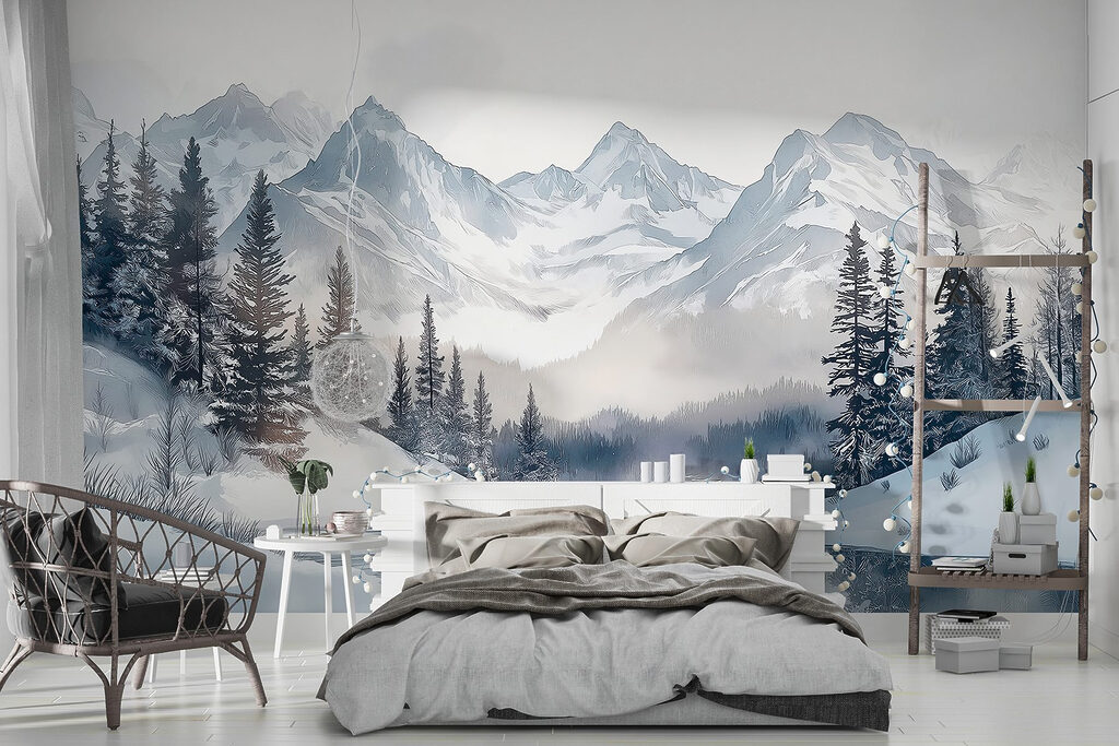 Lake surrounded by snow and mountains