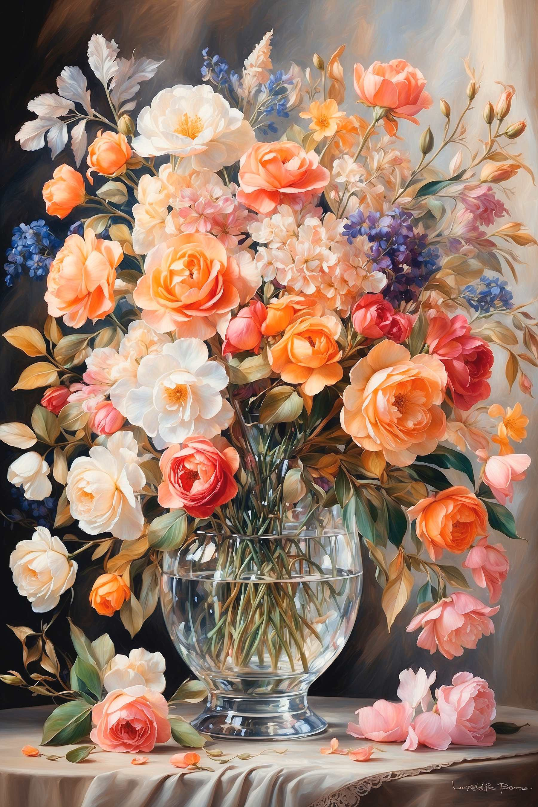 Painting of flowers in a vase