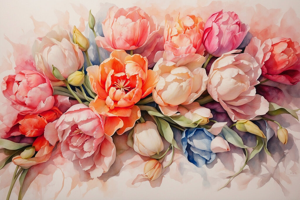 Group of flowers on a white surface