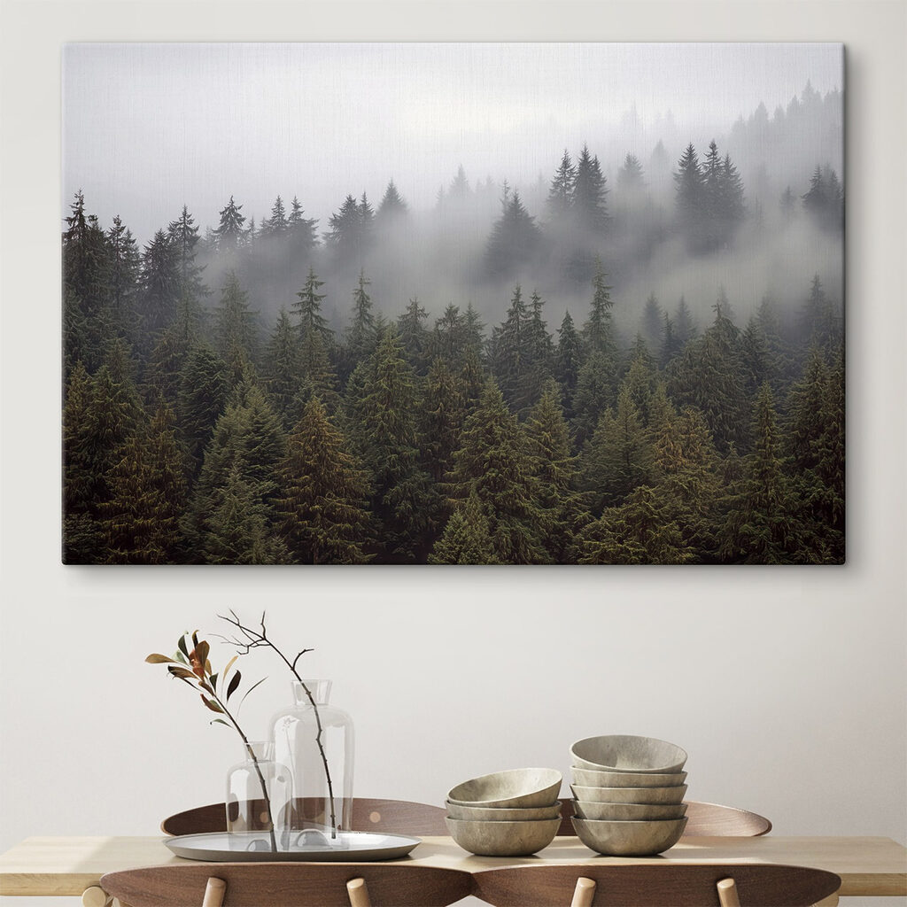 Group of trees with fog Group of trees with fog