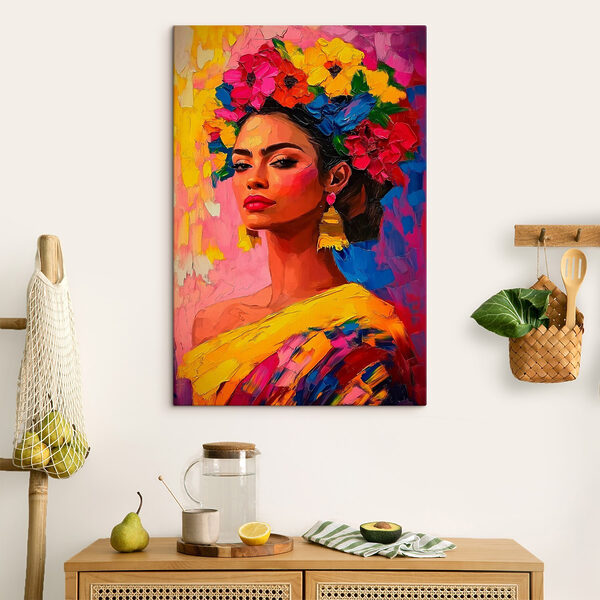 Cuadros Cuadro de una mujer con flores en el pelo