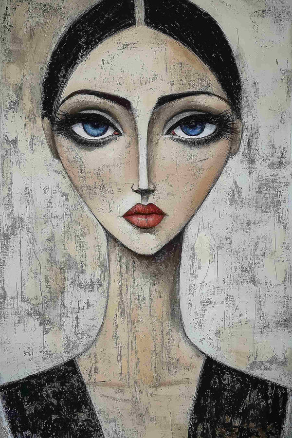 Painting of a woman with blue eyes Painting of a woman with blue eyes