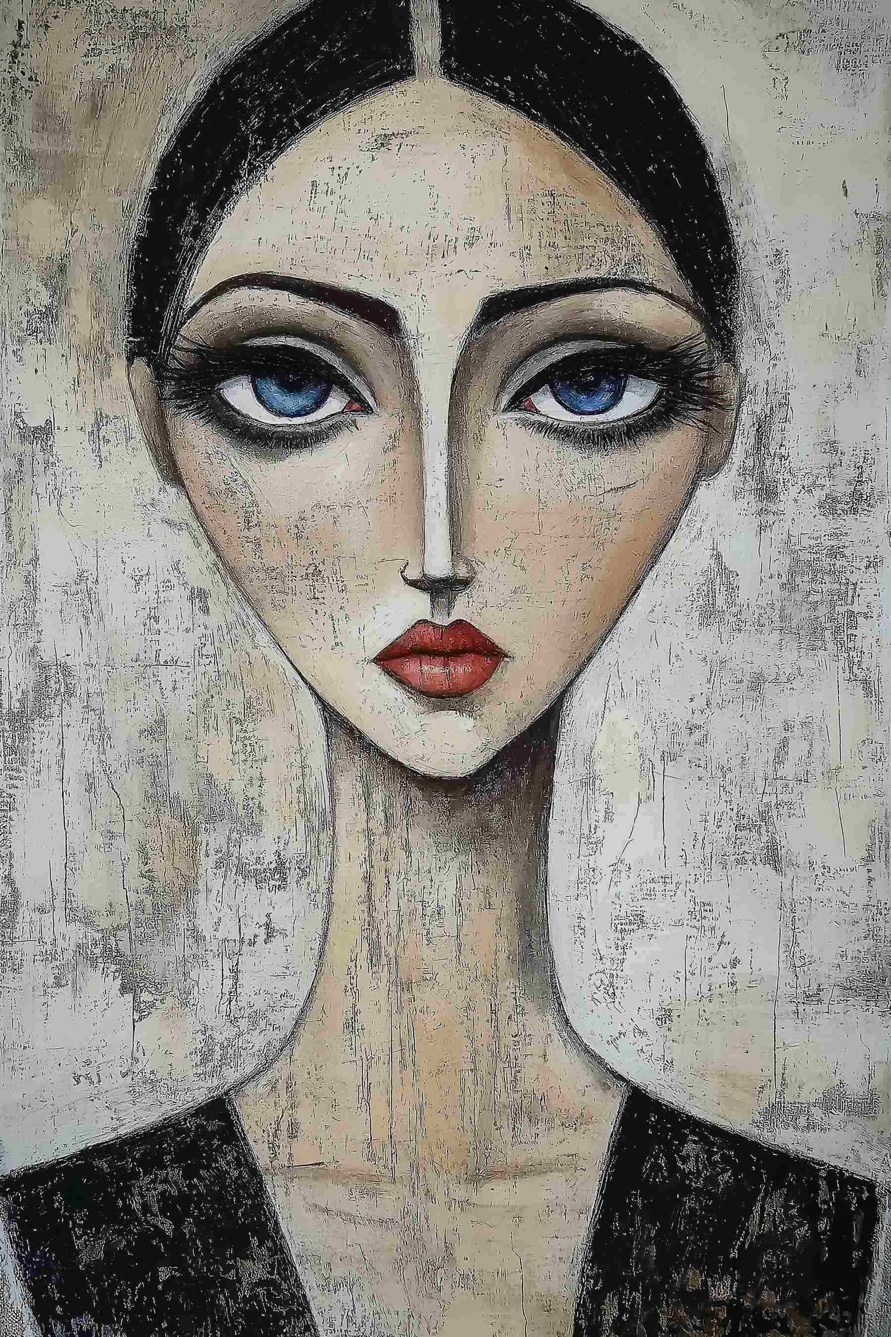 Painting of a woman with blue eyes Painting of a woman with blue eyes