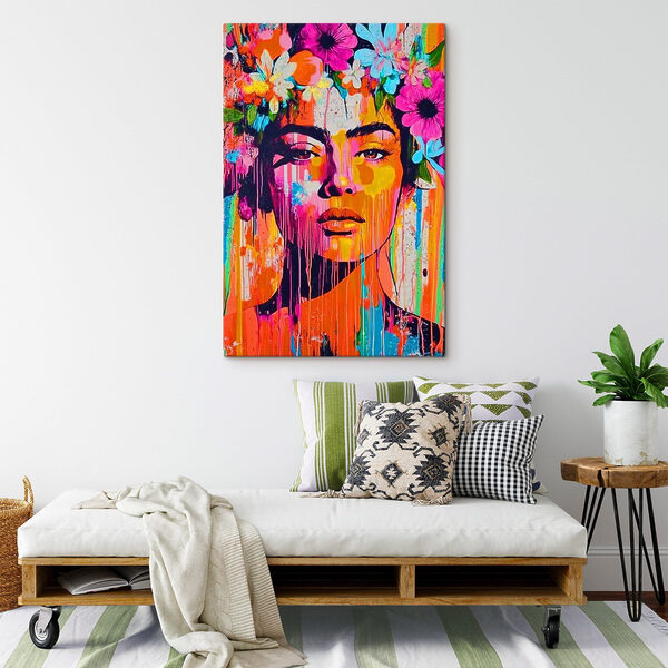 Painting of a woman with flowers on her head