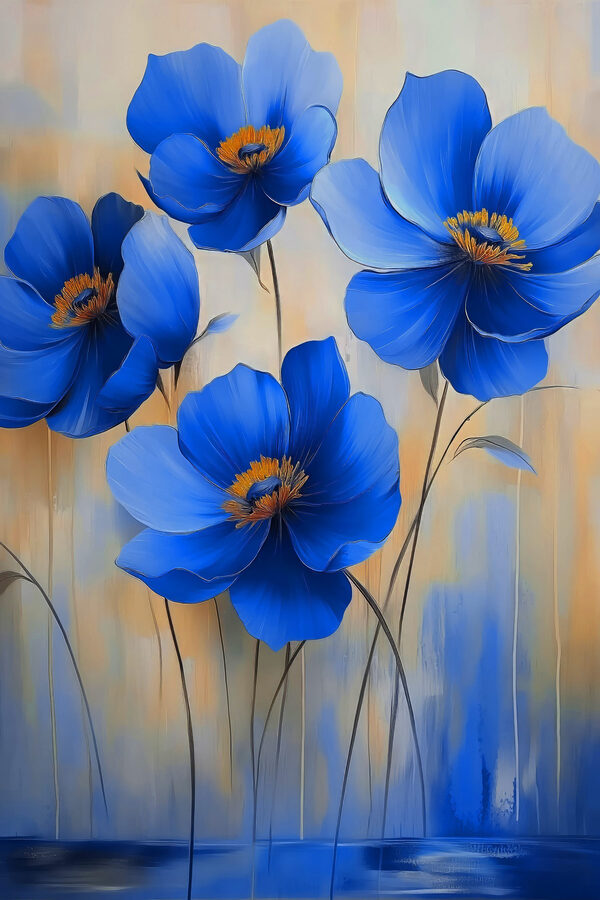 Painting of blue flowers Painting of blue flowers