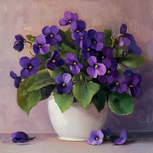 Pot of purple flowers Pot of purple flowers
