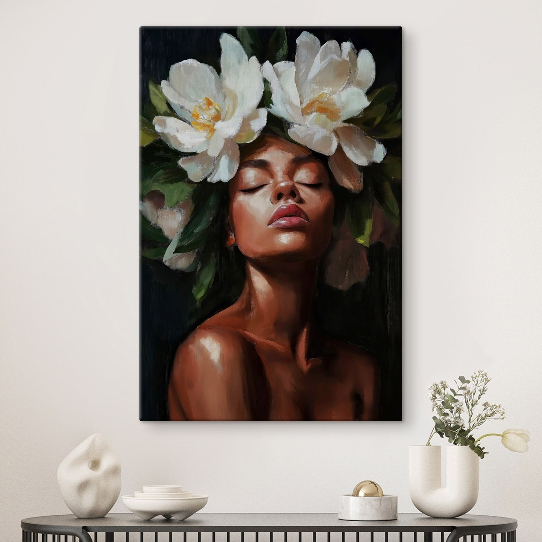 Woman with flowers in her hair