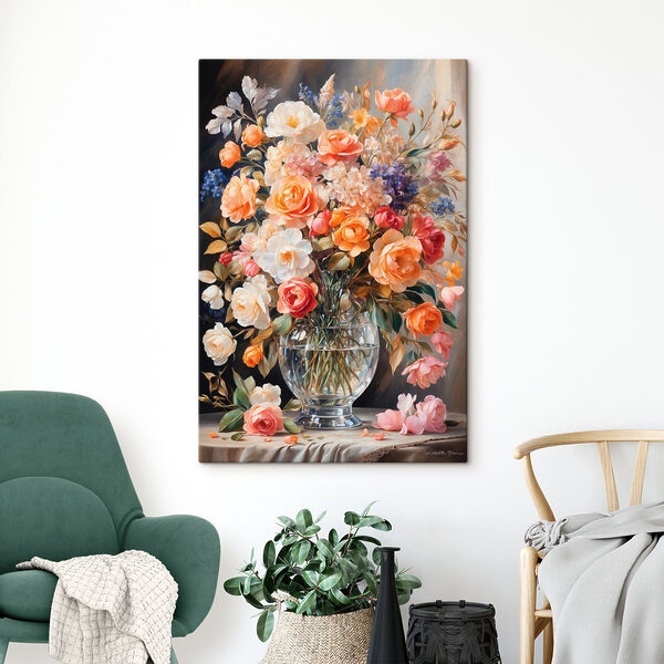 Painting of flowers in a vase