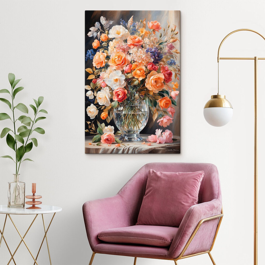 Painting of flowers in a vase