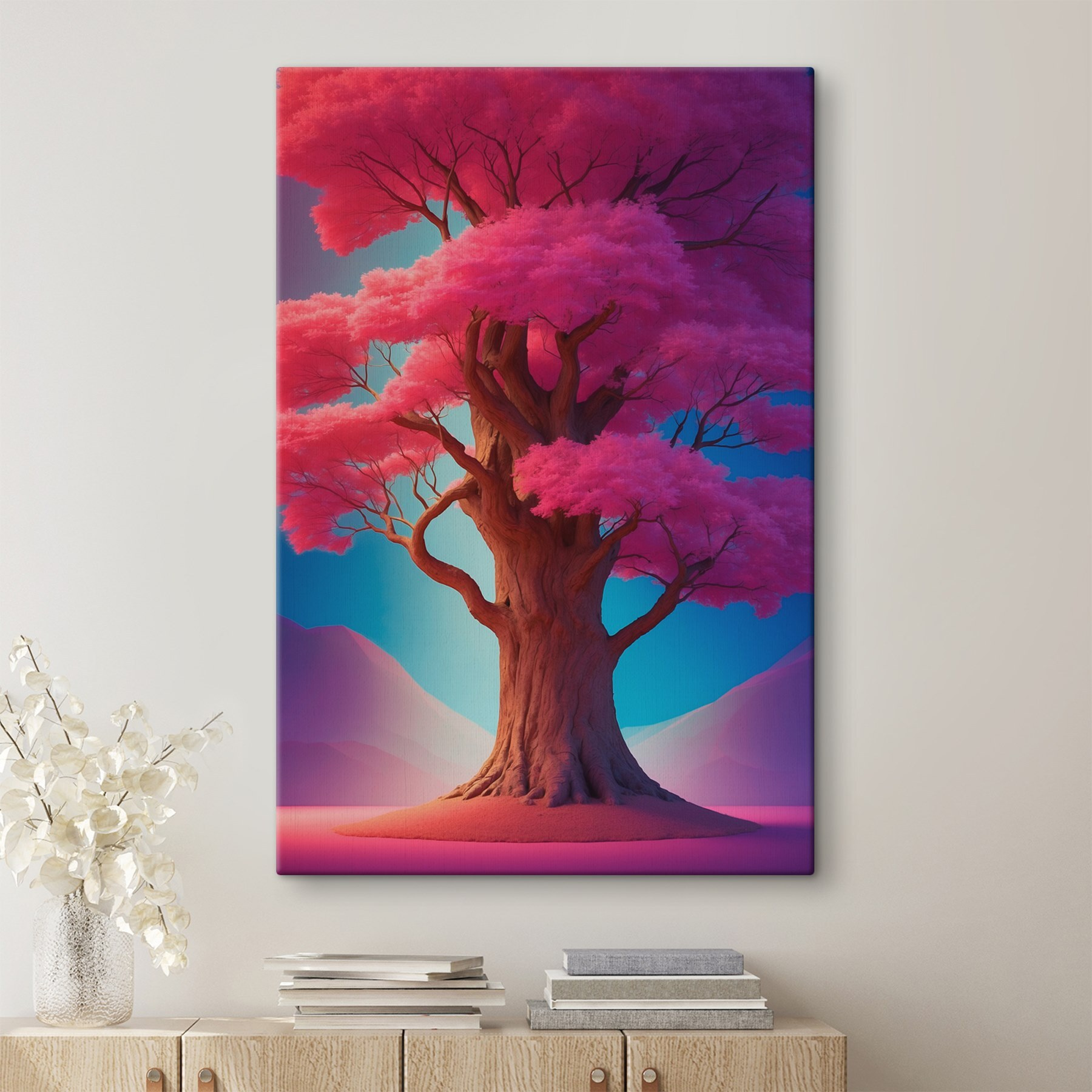 Tree with pink leaves