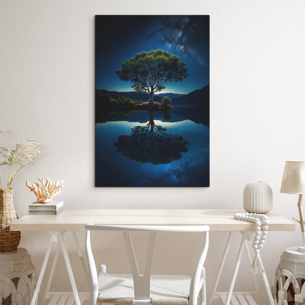 Tree on an island in a lake Tree on an island in a lake
