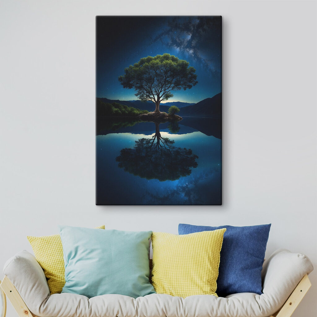 Tree on an island in a lake Tree on an island in a lake