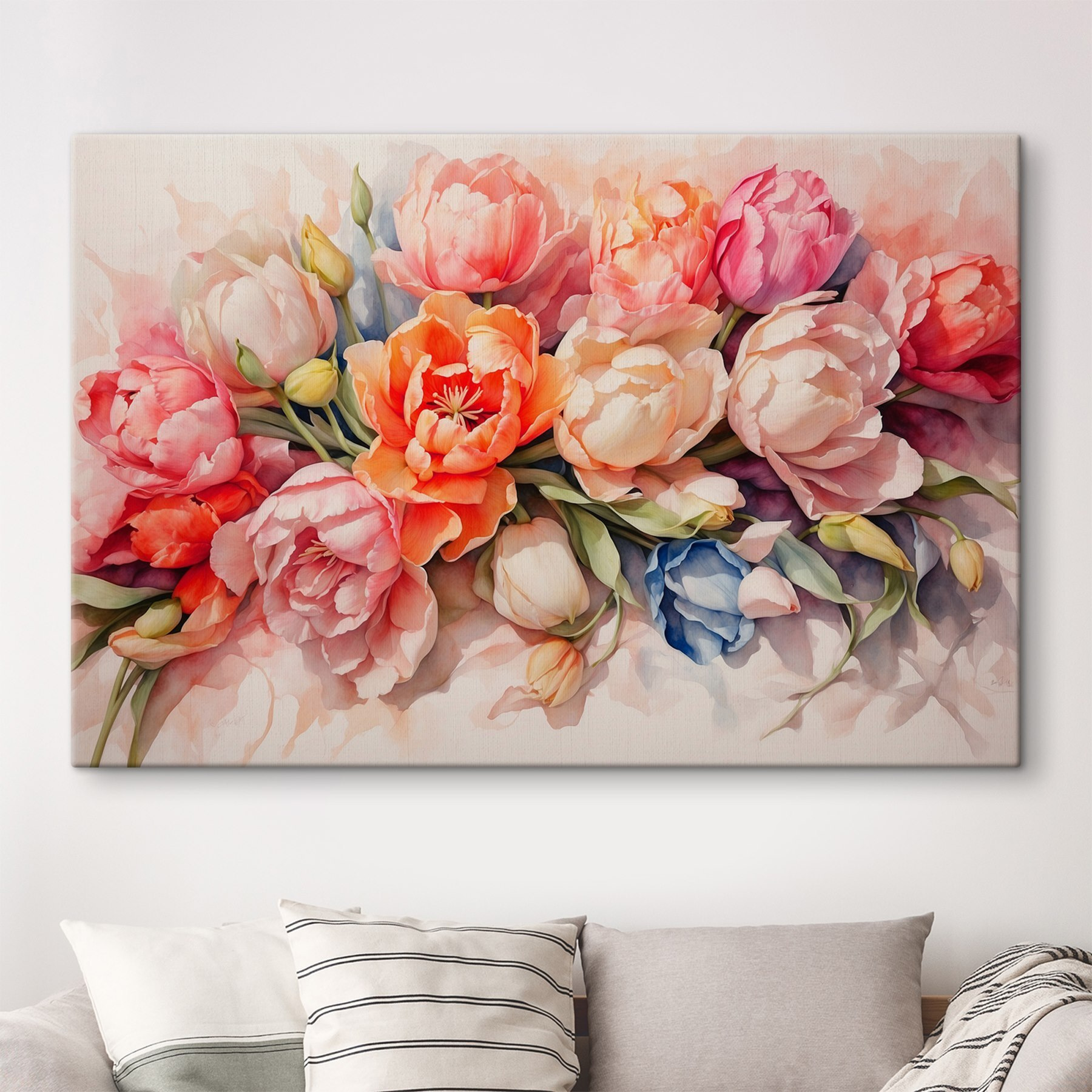 Group of flowers on a white surface
