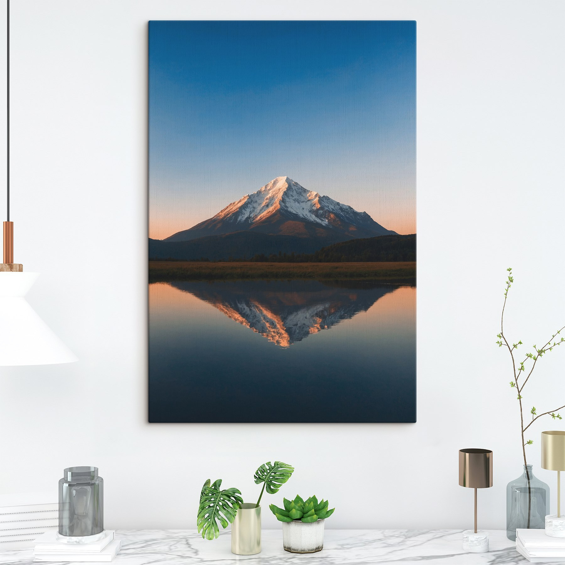 Mountain with a lake and grass Mountain with a lake and grass