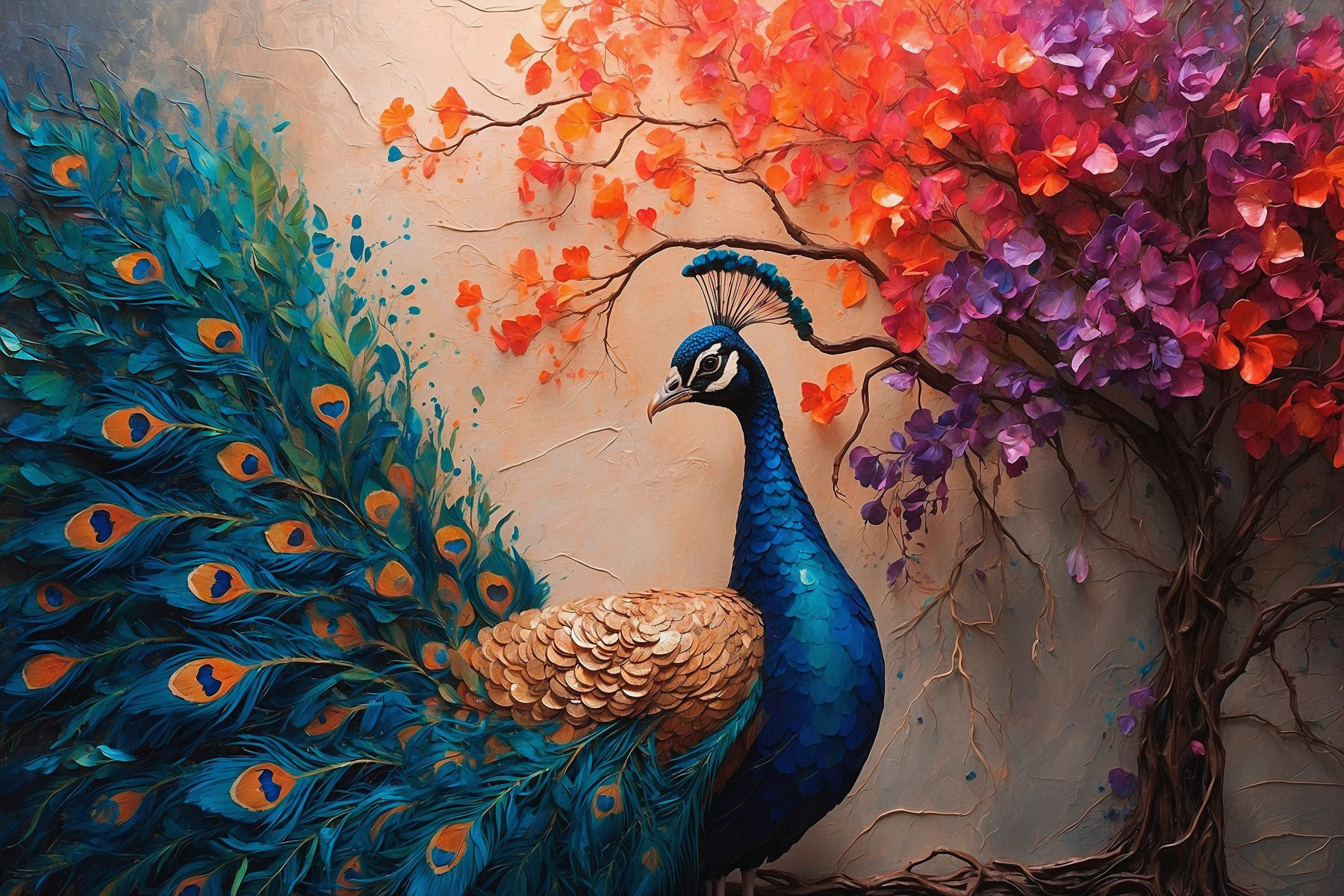 Painting of a peacock Painting of a peacock