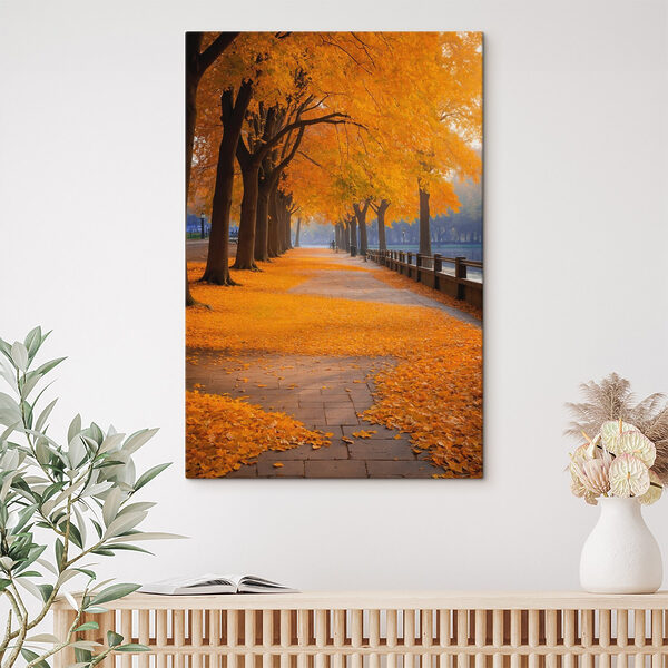 Path with orange leaves on the ground